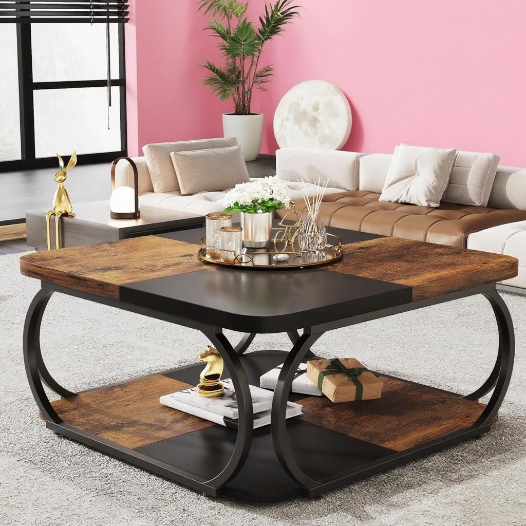 Sustainable Living Design - Table basse en bois massif, artisanale,