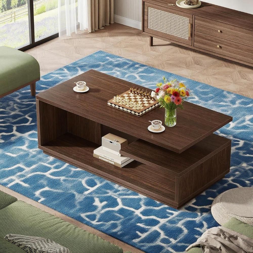 Sustainable Living Design - Table basse en bois massif, artisanale,